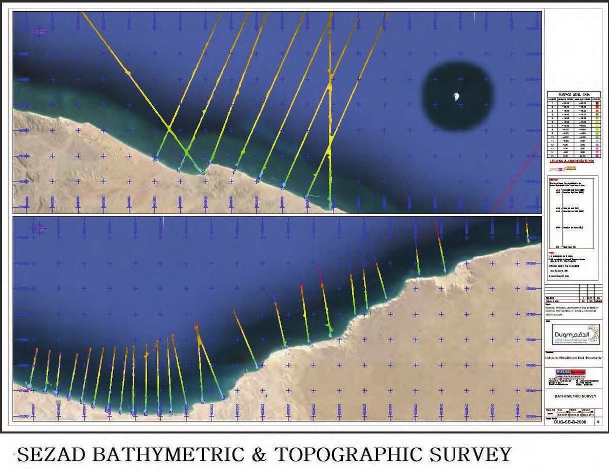 Duqm SEZ bathymetric survey chart of the shore approach