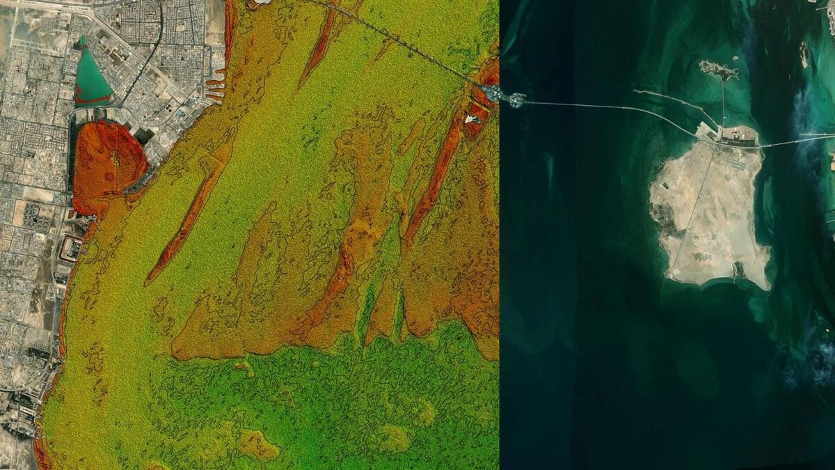 Satellite imagery and derived elevation model of the Shoiba coastline