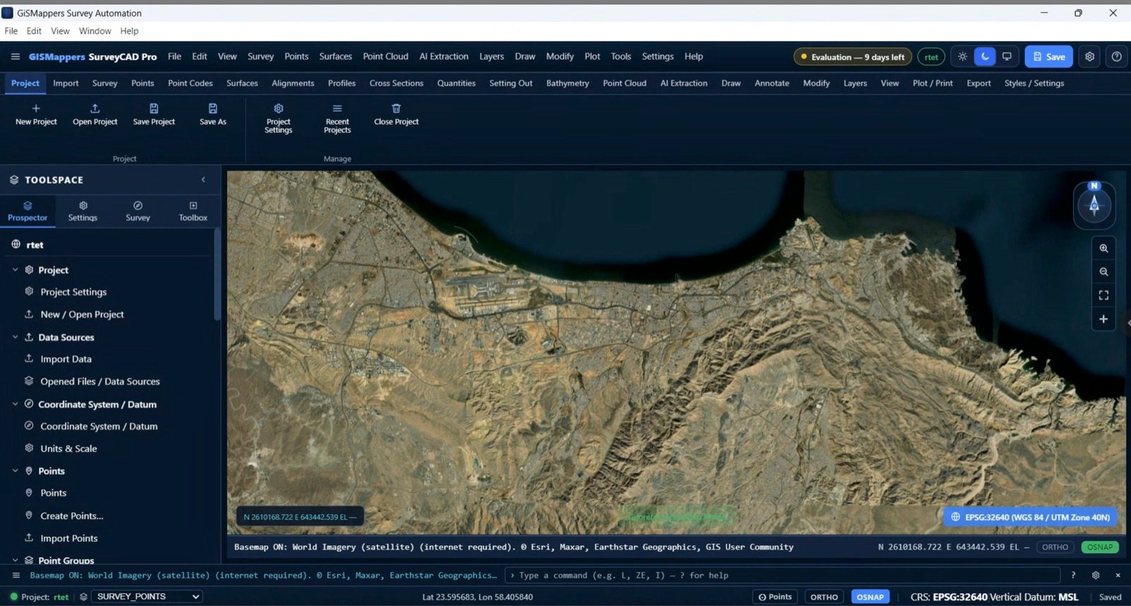 SurveyCAD Pro survey-processing application interface